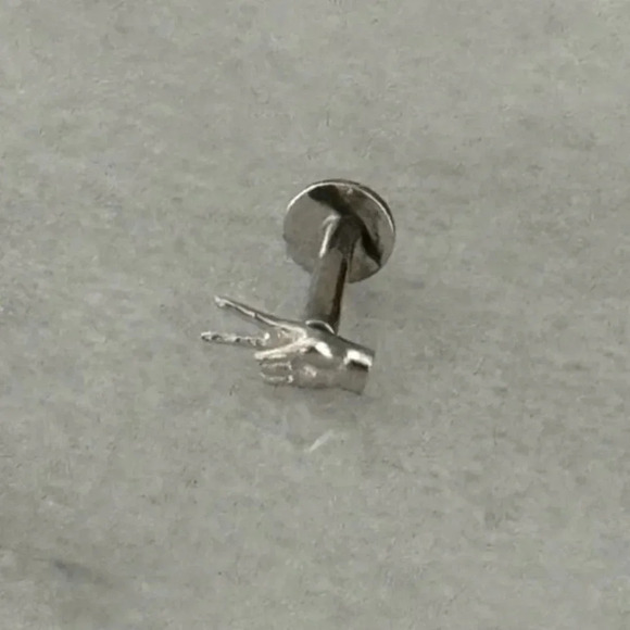 COPY - Sterling Silver Tiny Micro Small Peace Sign Finger Cartilage Earring
B… - Picture 2 of 4